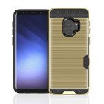 Wholesale Galaxy S9 Credit Card Armor Hybrid Case (Gold)